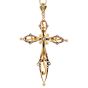 Vintage Diamond Pearl 18K Gold Cross Pendant|Dover Jewelry|