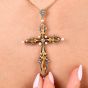 Vintage Diamond Pearl 18K Gold Cross Pendant|Dover Jewelry|