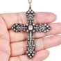 Vintage 4.00cts Diamond Cross Pendant 14K Gold & Silver|Dover Jewelry|