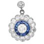 Estate Sapphire Diamond Platinum Floral Drop Earrings|Dover Jewelry|