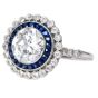 Deco Style  Diamond 2.92cttw Sapphire Platinum Halo Engagement Ring|Dover Jewelry|