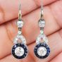 Vintage Old Mine Diamond Sapphire Platinum Drop Earrings|Dover Jewelry|