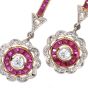 Vintage Diamond 1.60cts  Ruby 18K Gold Flower Earrings|Dover Jewelry|