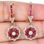 Vintage Diamond 1.60cts  Ruby 18K Gold Flower Earrings|Dover Jewelry|