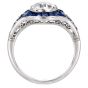 Deco Old Cut Diamond 2.47cttw Sapphire Platinum Halo Engagement Ring