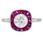 Vintage Ruby 1.63cttw Diamond Platinum Halo Engagement Ring |Dover Jewelry|
