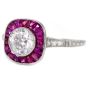 Vintage Ruby 1.63cttw Diamond Platinum Halo Engagement Ring |dover jewelry|