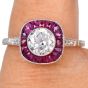 Vintage Ruby 1.63cttw Diamond Platinum Halo Engagement Ring |dover jewelry|
