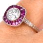 Vintage Ruby 1.63cttw Diamond Platinum Halo Engagement Ring |Dover Jewelry|