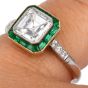  Asccher Diamond 2.12cts Emerald Halo Platinum Engagement Ring