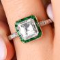  Asscher Diamond 2.12cts Emerald Halo Platinum Engagement Ring |Dover Jewelry|