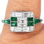 Asscher Cut Diamond 2.10cts Emerald Platinum Ring