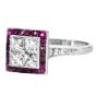 French-Cut Diamond & Ruby Halo Engagement Ring in Platinum