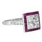 French-Cut Diamond & Ruby Halo Engagement Ring in Platinum