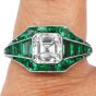 Estate Asscher Cut Diamond 5.21cts Emerald Platinum Ring|Dover Jewelry|