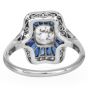 Vintage Old Cushion Diamond Sapphire Platinum Engagement Ring