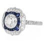 1.42ct Old European Cut Diamond & Sapphire Engagement Platinum Ring
