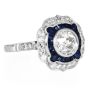 1.42ct Old European Cut Diamond & Sapphire Engagement Platinum Ring