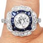 1.42ct Old European Cut Diamond & Sapphire Engagement Platinum Ring