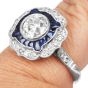 1.42ct Old European Cut Diamond & Sapphire Engagement Platinum Ring