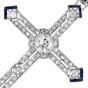 Vintage Diamond & Sapphire Platinum Deco Cross Pendant