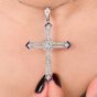 Vintage Diamond & Sapphire Platinum Deco Cross Pendant
