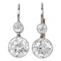 Edwardian Style 3.77ct Diamond Gold Platinum Dangle Earrings 