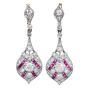 Diamond Ruby Platinum 18K Gold Drop Earrings