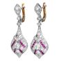 Diamond Ruby Platinum 18K Gold Drop Earrings