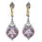 Diamond Ruby Platinum 18K Gold Drop Earrings