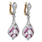 Diamond Ruby Platinum 18K Gold Drop Earrings