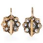 Antique Floral Halo 4.70 Carats Old Mine Diamond 18K Gold Earrings 