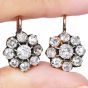 Antique Floral Halo 4.70 Carats Old Mine Diamond 18K Gold Earrings 