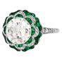  3.21 Carat Diamond & Emerald Platinum Filigree Engagement Ring
