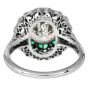  3.21 Carat Diamond & Emerald Platinum Filigree Engagement Ring