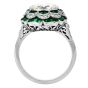  3.21 Carat Diamond & Emerald Platinum Filigree Engagement Ring