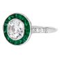 Old Cushion-Cut Diamond  French Emerald Halo Platinum Engagement Ring