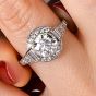 Estate 1.38 carats Diamond Platinum Halo Accent Engagement Ring |Dover Jewelry|