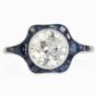 Vintage Deco Inspired Diamond 2.20cts Sapphire Platinum Halo Engagement Ring