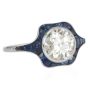 Vintage Deco Inspired Diamond 2.20cts Sapphire Platinum Halo Engagement Ring|Dover Jewelry|