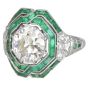 Deco European Diamond 3.91carats Emerald Platinum Cocktail Ring  |Dover Jewelry|