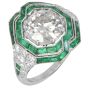 Deco European Diamond 3.91carats Emerald Platinum Cocktail Ring  |Dover Jewelry|