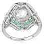 Deco European Diamond 3.91carats Emerald Platinum Cocktail Ring  |Dover Jewelry|