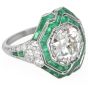Deco European Diamond 3.91carats Emerald Platinum Cocktail Ring  |Dover Jewelry|