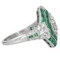 Deco European Diamond 3.91carats Emerald Platinum Cocktail Ring  |Dover Jewelry|