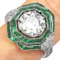 Deco European Diamond 3.91carats Emerald Platinum Cocktail Ring  |Dover Jewelry|