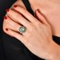 Vintage Deco Style Diamond 2.78carats Emerald Platinum Halo Engagement Ring