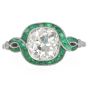 Vintage Deco Style Diamond 2.78carats Emerald Platinum Halo Engagement Ring|Dover Jewelry|