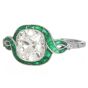 Vintage Deco Style Diamond 2.78carats Emerald Platinum Halo Engagement Ring|Dover Jewelry|