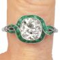 Vintage Deco Style Diamond 2.78carats Emerald Platinum Halo Engagement Ring|Dover Jewelry|